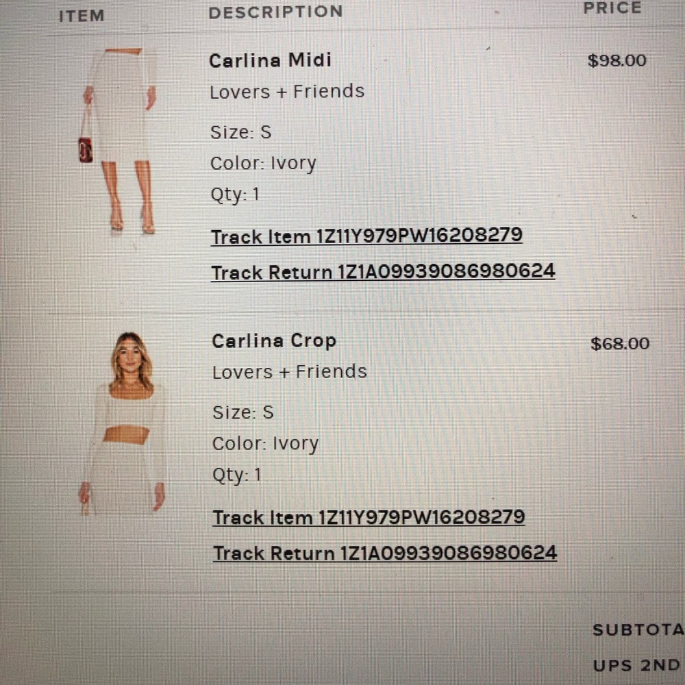 White 2 piece set - never worn!